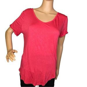 So Coral Short Sleeve Blouse Keyhole Back Size Medium
